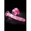 Icicles - No. 86 Pink. Różowe, szklane dildo o realistycznym kształcie, idealne do stymulacji punktu G. W zestawie elastyczna, silikonowa przyssawka do zabawy bez użycia rąk