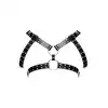 Male Power - Faux Leather Gemini O/S. Drapieżna, męska uprząż typu harness w stylu nubuck. Efektowne ringi