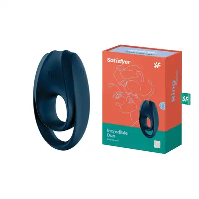Satisfyer - Incredible Duo Ring Vibrator dark blue - zwiększona moc, zwiększona przyjemność. Popraw swoją erekcję!