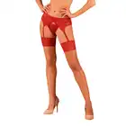 Obsessive - Lacelove Stockings M/L - rozpalający zmysły look z pończochami z czerwoną koronką. Precyzja wykonania