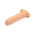 Kiotos - Realistic Sleeve 19 cm - przedłużka na penisa z ringiem oraz stymulatorem łechtaczki. Dodatkowa przyjemność gwarantowana!