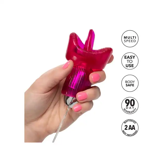 CalExotics - Clit Kisser Pink. Rozkoszny stymulator oralny do łechtaczki, drażniące wibracje regulowane pokrętłem