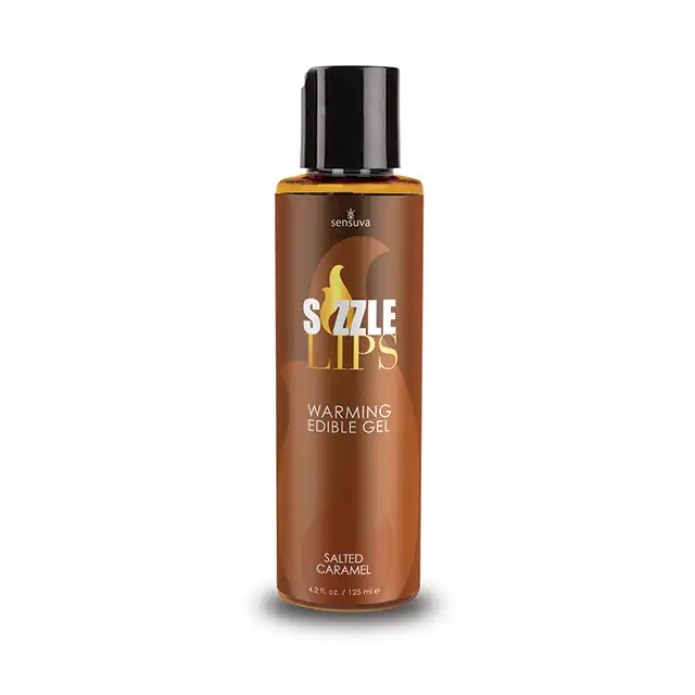 Sensuva - Sizzle Lips Warming Edible Gel Salted Caramel. Smakowy żel do masażu o działaniu rozgrzewającym, idealny towarzysz gry wstępnej, słony karmel