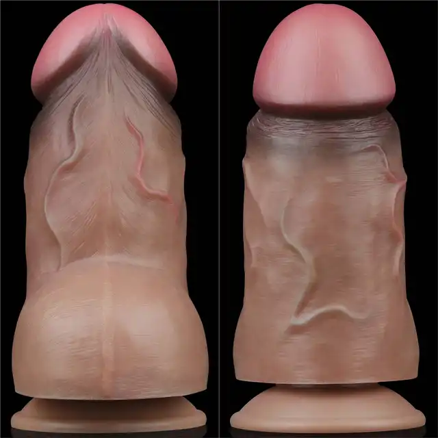LoveToy - 7'' Dual Layered Platinum Silicone Cock. Realistyczne dildo z dwuwarstwowego silkonu z przyssawką, naturalne doznania i miękkość materiału