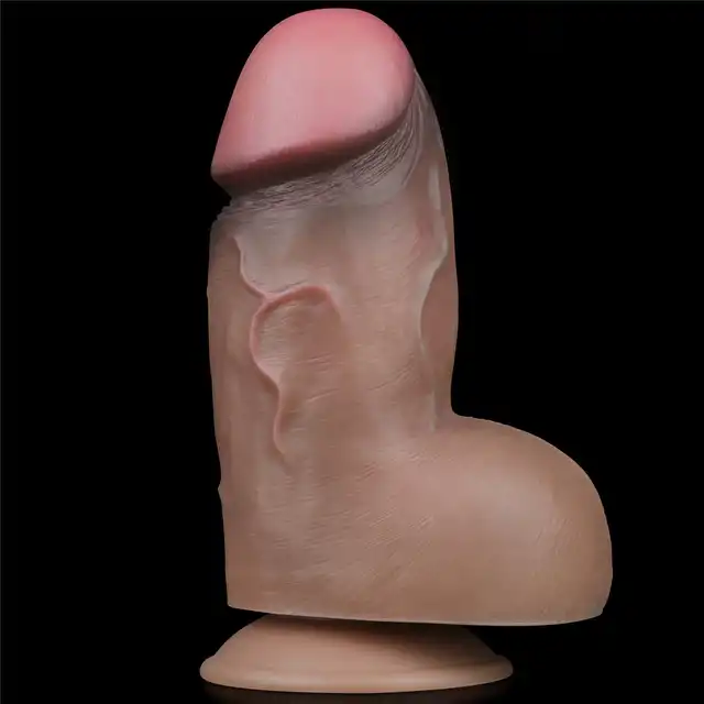 LoveToy - 7'' Dual Layered Platinum Silicone Cock. Realistyczne dildo z dwuwarstwowego silkonu z przyssawką, naturalne doznania i miękkość materiału