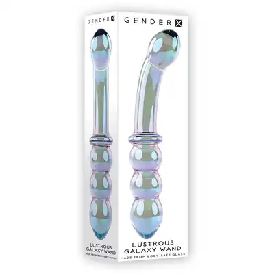 Gender X - Lustrous Galaxy Wand - szklane dildo w zielono-niebieskim kolorze. Nieporowate