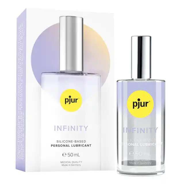 Pjur - Infinity Silicone Lubricant. Lubtykant silikonowy o długotrwałym nawilżeniu i poślizgu, najwyższej jakości składniki w eleganckim szklanym flakoniku