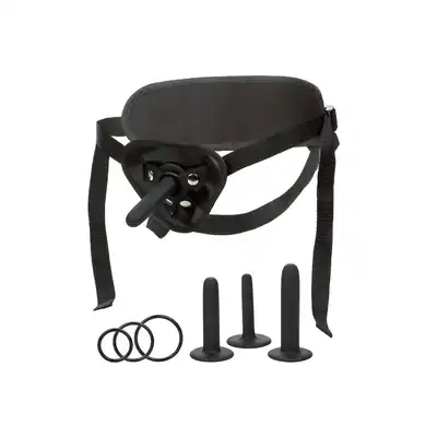 CalExotics - Boundless Silicone Pegging Kit. Zestaw 3 gładkich sond waginalno-analnych z w pełni regulowaną uprzężą