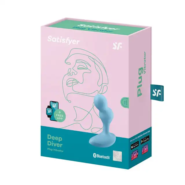 Satisfyer - Deep Diver Blue. Wibrator analny o nietypowym ultra stymulującym kształcie z 2 kulami, możliwość połączenia z aplikacją