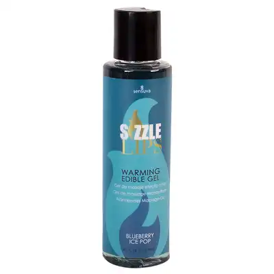 Sensuva - Sizzle Lips Warming Edible Gel Blueberry Ice Pop 125 ml. Smakowy, rozgrzewający, interaktywny żel. Dmuchnij i całuj, by stawał się coraz gorętszy!