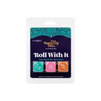 CalExotics - Naughty Bits Roll With It Sex Dice Game. Zestaw kości do gry, trzy kości z miejscem, czynnością i częścią ciała