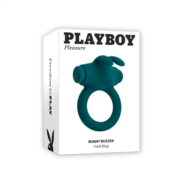 Playboy - Bunny Buzzer - wibrujący pierścień na penisa z uszkami króliczka dla przyjemnej stymulacji partnerki