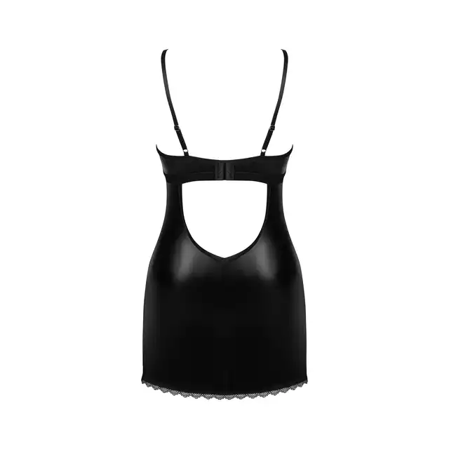 Obsessive - Norides Chemise M/L. Połyskująca obcisła koszulka z koronkowymi wstawkami, uwydatnienie biustu ze zjawiskowym dekoltem