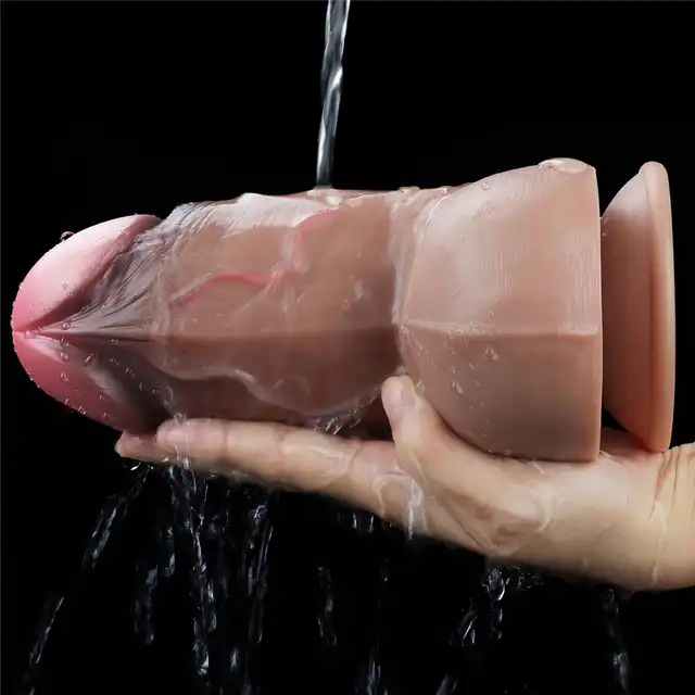 LoveToy - 7'' Dual Layered Platinum Silicone Cock. Realistyczne dildo z dwuwarstwowego silkonu z przyssawką, naturalne doznania i miękkość materiału