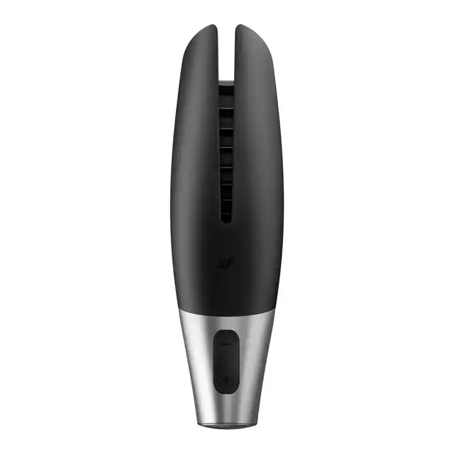 Satisfyer - Men Power Masturbator black silver - nowoczesny masturbator z żebrowaniami oraz wibracjami dla idealnej przyjemności