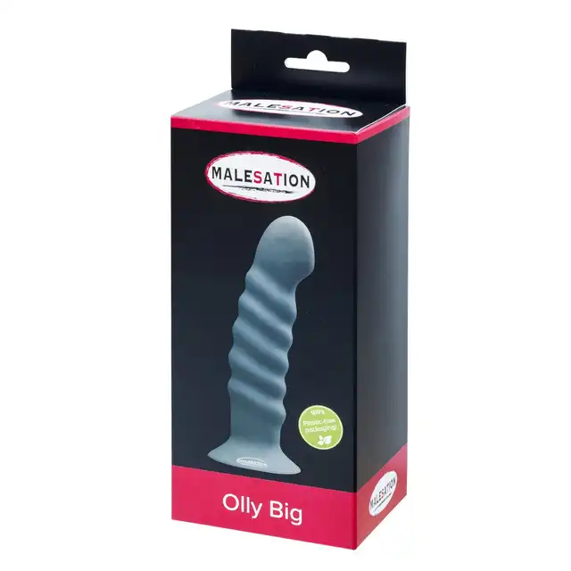 Malestation - Olly Dildo Black. Żebrowane silikonowe dildo z mocną przyssawką. Moc stymulacji. 