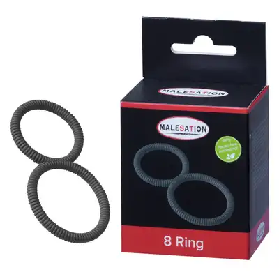 Malesation – 8 ring. Podwójny ring na penisa w kształcie ósemki. Prążkowana powierzchnia. 