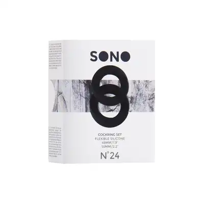 Sono - No. 24 Cockring Set Black. Rozciągliwe, ekstra miękkie ringi erekcyjne w kolorze czarnym. 