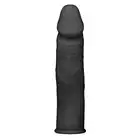 Easy Toys - The Extender Black. Czarna silikonowa przedłużka na penisa, realistyczny design z żyłkowatym trzonem