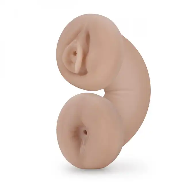 M for Men - Soft and Wet Double Trouble Masturbator. Dwustronny masturbator z realistyczną waginą i anusem, super elastyczny i świecący w ciemności