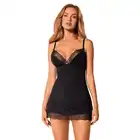 Obsessive - Bella Rou Chemise XS/S - koszulka oraz stringi z pięknym kwiatowym haftem. Piękno w detalu