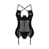 Obsessive - Norides Corset XS/S. Zmysłowy gorset z połyskującego materiału, mocno podkreśla piersi. Elegancki sposób na uwodzenie