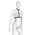 Kiotos - Leather Collar Chest - harness z obrożą oraz zaciskami na sutki oraz warki sromowe. Wykonany ze skóry i metalu