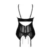 Obsessive - Norides Corset XS/S. Zmysłowy gorset z połyskującego materiału, mocno podkreśla piersi. Elegancki sposób na uwodzenie