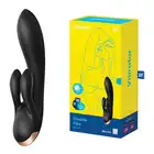 Satisfyer - Double Flex black - wibrator króliczek z innowacyjną opcją stymulacji trzech stref