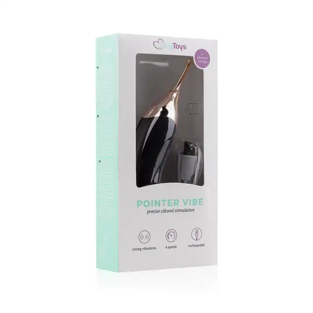 Easy Toys - Pointer Vibe Black. Precyzyjny wibrator do stymulacji łechtaczki, smukłą zaokrągloną i elastyczna końcówka