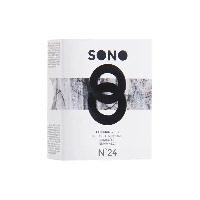 Sono - No. 24 Cockring Set Black. Rozciągliwe, ekstra miękkie ringi erekcyjne w kolorze czarnym. 