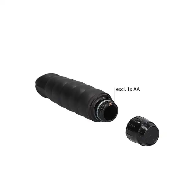 Shots Toys - Ribbed Multispeed Vibrator  Black. Klasyczny, silikonowy wibrator z regulacją intensywności wibracji, zasilany na baterie, o teksturowanej powierzchni