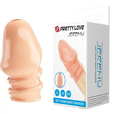 Pretty Love - Jeremy Body. Cielista, elastyczna nakładka na penisa z dziurką i prążkami 