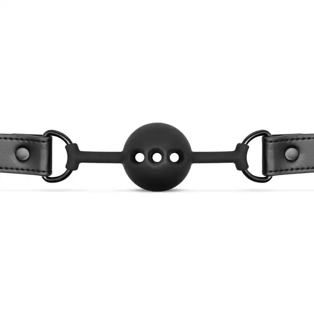 Bedroom Fantasies - Ball Gag Breathable. Czarny knebel do ust z otworami do oddychania. Miękki silikonowy gag z regulowanym paskiem