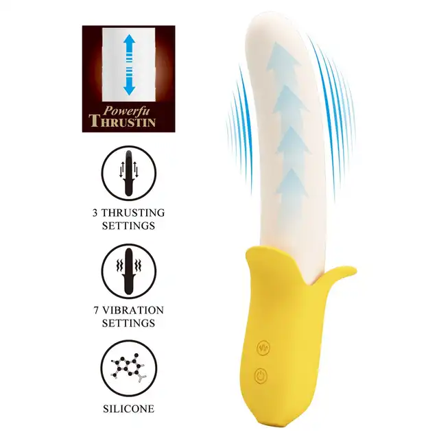 Pretty Love - Banana Geek - wibrator w kształcie banana dla miłośników ciekawych rozwiązań. Wibracje i ruch posuwisty!