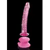 Icicles - No. 86 Pink. Różowe, szklane dildo o realistycznym kształcie, idealne do stymulacji punktu G. W zestawie elastyczna, silikonowa przyssawka do zabawy bez użycia rąk