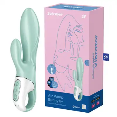 Satisfyer - Air Pump Bunny 5+ mint - wibrator z króliczkiem i ekscytującą opcją pompowania końcówki trzonu!