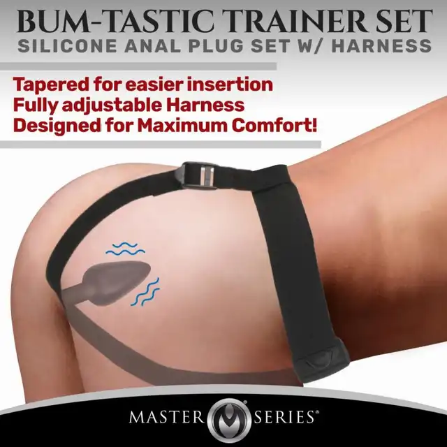 Master Series - Bum-Tastic Vibrating Anal Plug z Uprzężą i Pilotem. Wibrująca uprząż w formie bielizny z korkiem analnym