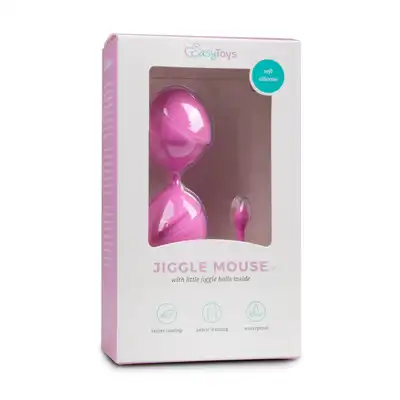 Easy Toys - Jiggle Mouse Pink. Różowe silikonowe kulki gejszy do treningu mięśni dna miednicy, naturalne wzmocnienie doznań