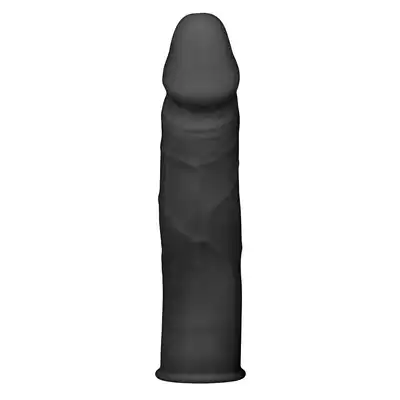 Easy Toys - The Extender Black. Czarna silikonowa przedłużka na penisa, realistyczny design z żyłkowatym trzonem