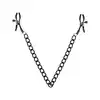 Bedroom Fantasies - Nipple Clamps Adjustable. Czarne klamerki na sutki z metalowym łańcuszkiem, regulacja mocy nacisku