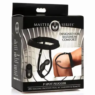 Master Series - P-Spot Plugger Anal. Wyprofilowany wibrujący korek analny z uprzężą do stymulacji punktu P