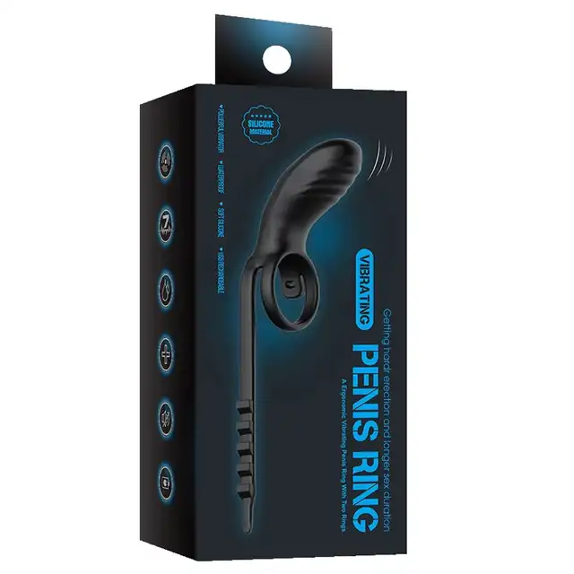 Bseries - Adjustable Double Cockring With Remote. Podwójny, regulowany ring na penisa z wibrującym stymulatorem łechtaczki na pilota