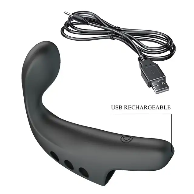 Pretty Love - Vibrating Gorgon Black. Wibrator na palec z eibrującą nakładką do Punkt G. Intensywna stymulacja i wygoda