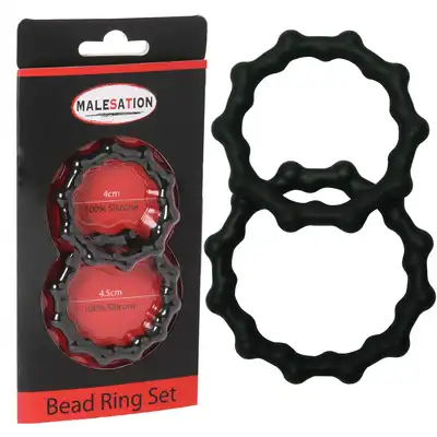 Malesation – Bead Ring Set. Zestaw dwóch karbowanych, silikonowych ringów o średnicy 4 cm i 4,5 cm