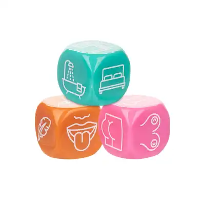 CalExotics - Naughty Bits Roll With It Sex Dice Game. Zestaw kości do gry, trzy kości z miejscem, czynnością i częścią ciała