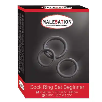 Malesation - Cock Ring Set Beginner. Zestaw 3 ringów erekcyjnych na penisa. Idealne dla początkujących. 