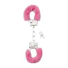 Shots Toys - Furry Handcuffs Pink. Klasyczne metalowe kajdanki pokryte miękkim i puszystym różowym futerkiem 