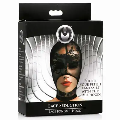 Master Series – Lace Seduction Mask. Seksowna czarna maska na całą twarz z kwiatowej koronki 