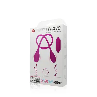 Pretty Love - Dream Lovers Whip - dwustronny wibrator z dwoma wibrującymi jajeczkami. Giętki i dopasowujący się!